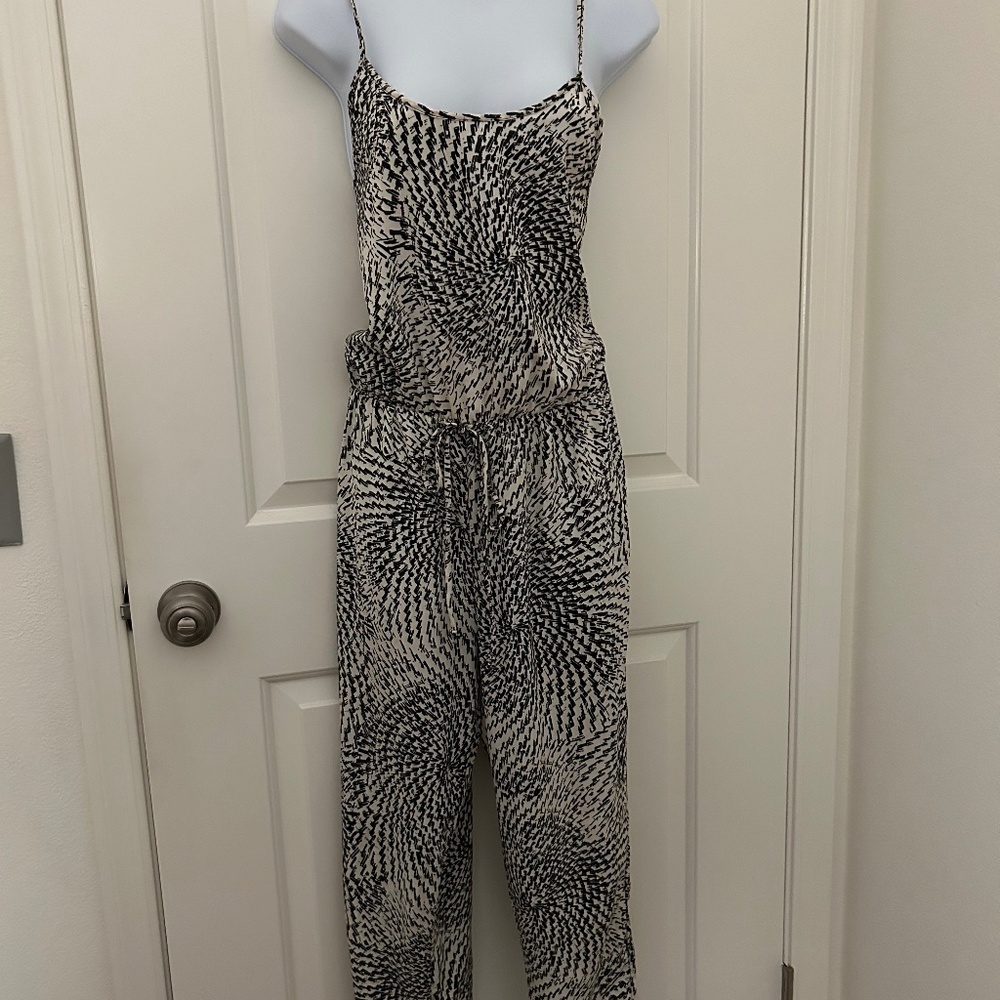 Ladies Black White Print Jumpsuits -Size Small